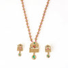 Contemporary Copper South Indian Floral Long Haram Necklace Set