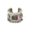 Oxidised Cuff Bracelet Bangle with Red & Green Stone