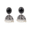 Navratri Ethnic Silver Oxidised Traditional Kundan & Stone Jhumka Earrings
