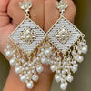 Tessara Ethnic Alloy Chandbali Jhumki Earrings with Cubic Zirconia
