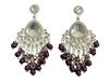 Silver-Plated Kundan Chandelier Earrings with Dark Maroon Beaded Drops -by Tessara
