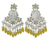 Handcrafted Kundan & Pearl Earrings with Mustard Yellow Beads-by Tessara