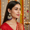 Tessara Gold Kundan Tiered Chandbali with Black Beads