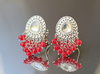 Statement Red Stone Dangler Earrings – Ethnic Bridal Jewelry -by Tessara