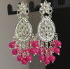 Traditional Kundan Chandbali Earrings with Pink Beads -by Tessara