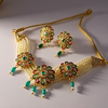 Tessara Copper Gold-plated Green, Red Jewel Set