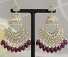 Gold-Plated Kundan Chandbali Earrings with Pearl & Ruby Beads -by Tessara