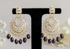 Grand Polki & Pearl Bridal Earrings with Purple Drops -by Tessara