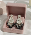 Statement Kundan Jhumka with Black Bead Detailing -by Tessara