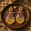 Colorful Statement Earrings with Pearl & Bead Detailing -by Tessara