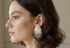 Traditional Polki Earrings with Black Beaded Danglers -by Tessara