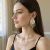 Mirror-Work Chandbali Earrings with Dark Stone Dangles-by Tessara