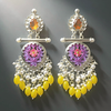 Colorful Statement Earrings with Pearl & Bead Detailing -by Tessara