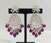 Traditional Kundan Drop Earrings with Rich Purple Accents -by Tessara
