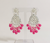 Traditional Kundan Chandbali Earrings with Pink Beads -by Tessara
