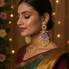 Colorful Statement Earrings with Pearl & Bead Detailing -by Tessara