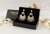 Gold-Plated Kundan Chandbali Earrings with Pearl & Ruby Beads -by Tessara