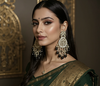 Statement Kundan Jhumka with Black Bead Detailing -by Tessara