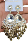 Silver-Plated Kundan Chandelier Earrings with Black Beaded Drops -by Tessara