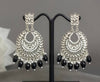 Classic Kundan Chandbali Earrings with Black Beads -by Tessara
