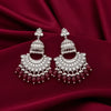 Tessara Silver Kundan Pearl Chandbali with Wine Beads