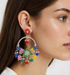 Silver-Plated Meenakari Chandbali Earrings with Multicolor Beads & Kundan Work -by Tessara