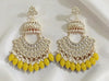 Royal Polki Kundan Jhumkas with Pearl & Yellow Bead Accents -by Tessara