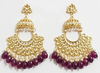 Gold-Plated Kundan Chandbali Earrings with Pearl & Ruby Beads -by Tessara