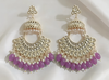 Chandbali Jhumka Earrings with Pink Beads -by Tessara